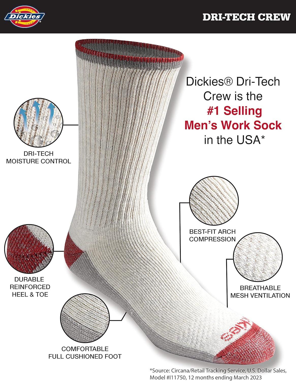 imageDickies Mens DriTech Original Moisture Control Crew Socks Available in MXXL 6 12 18 PairsOatmeal Assorted 6 Pairs