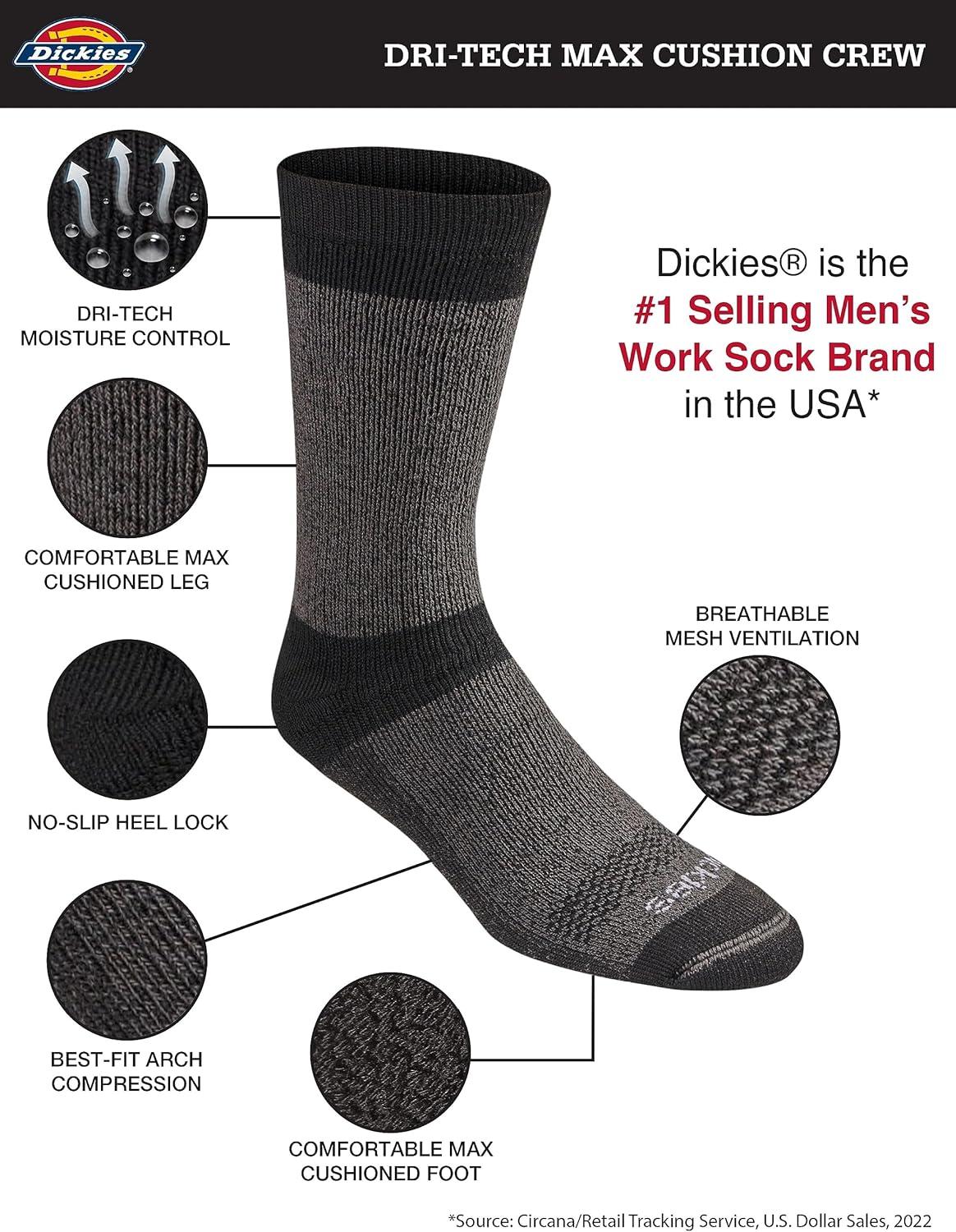 imageDickies Mens Dritech Moisture Control Max Full Cushion Crew Socks Available in MXL 6 12 PairsBlue