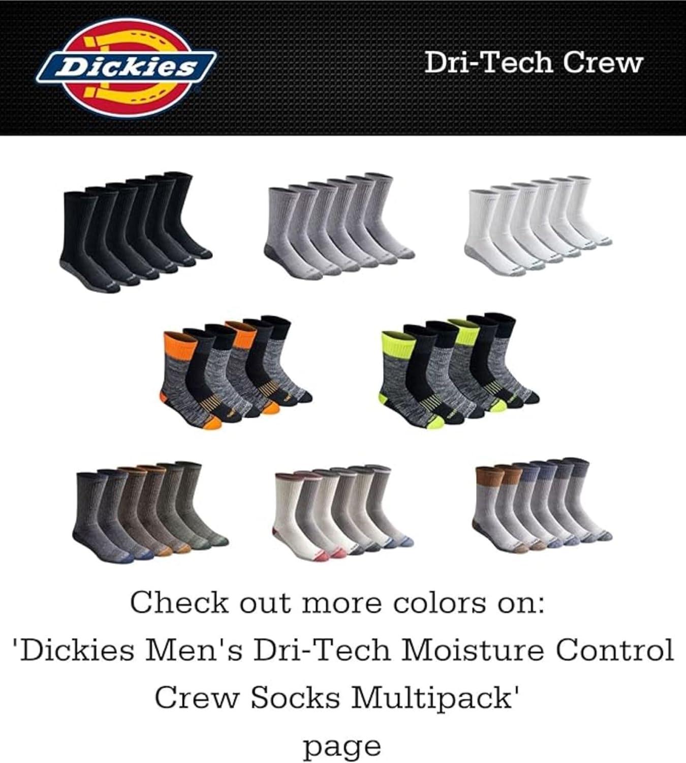 imageDickies Mens Dritech Moisture Control Max Full Cushion Crew Socks Available in MXL 6 12 PairsSolid Black 12 Pairs