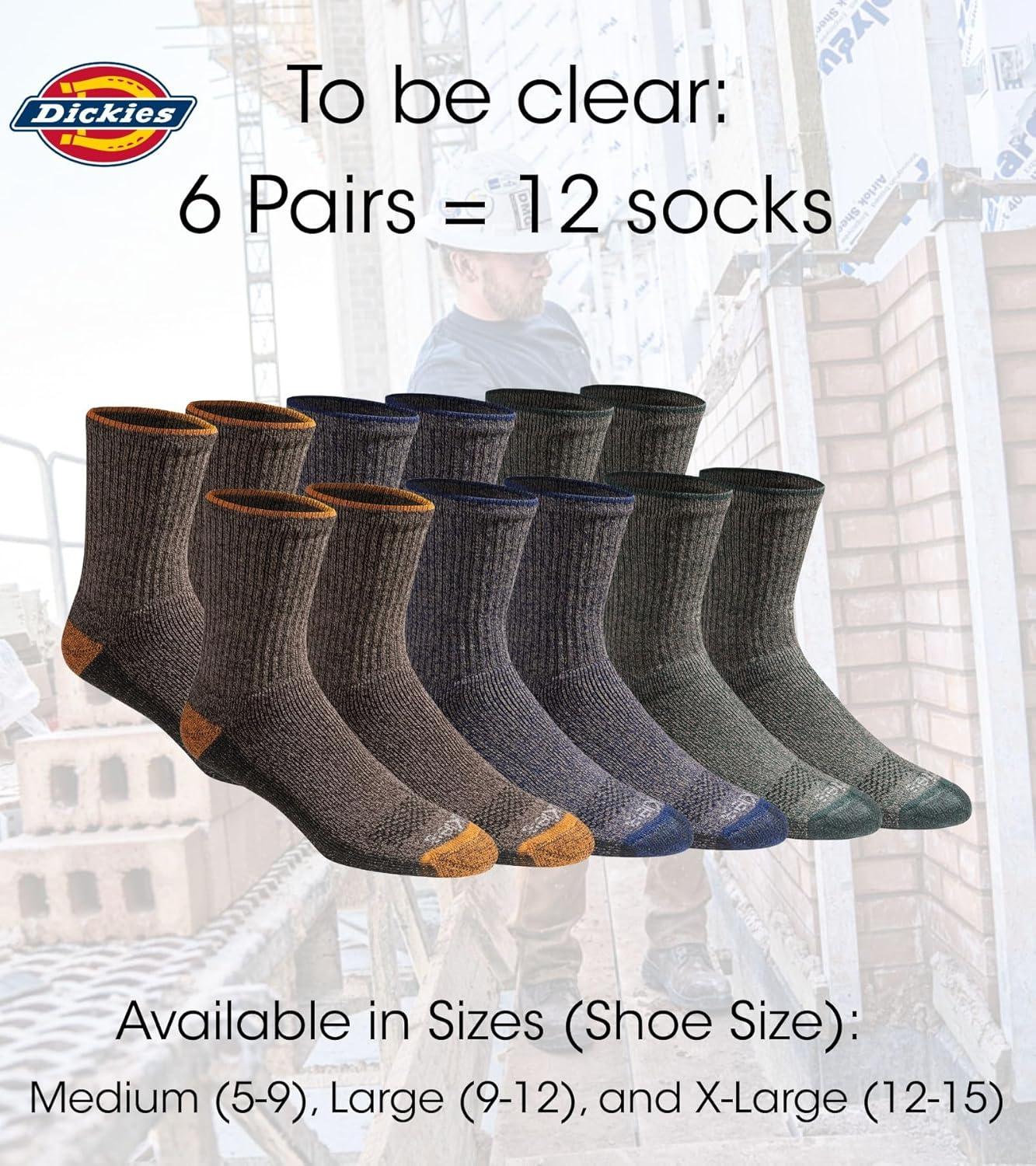 imageDickies Mens Dritech Moisture Control Midcrew Comfort Length Socks Available in Mxl 6 12 PairsComfort Length Tipped 6 Pairs