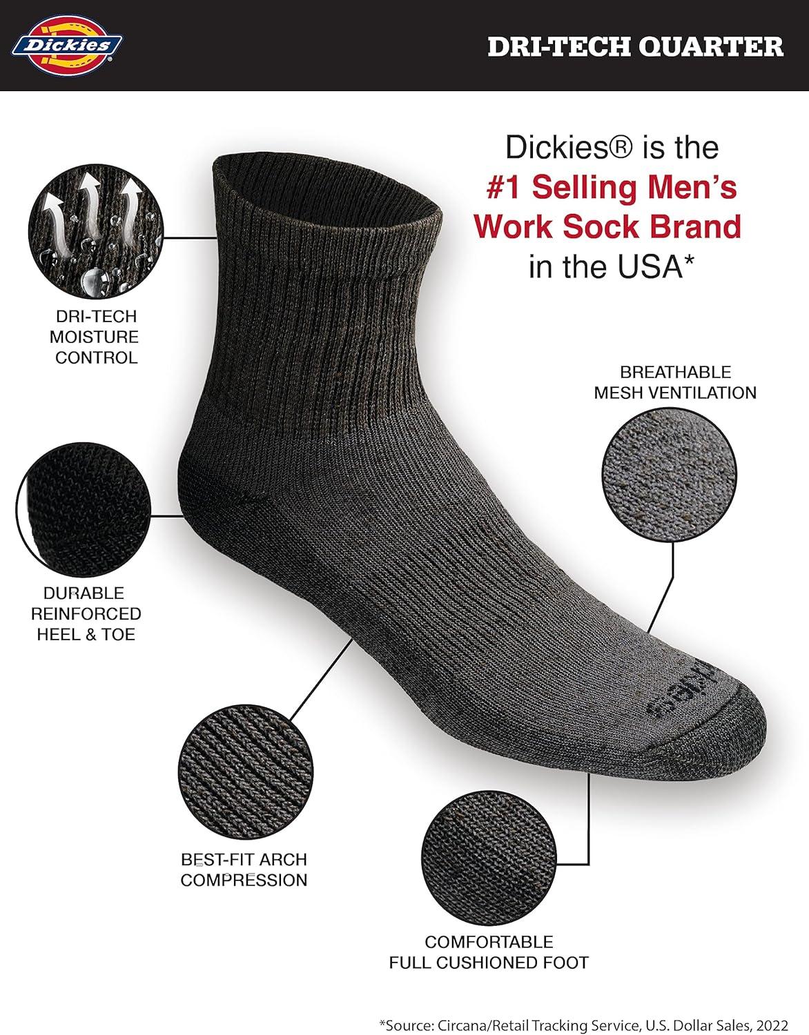 imageDickies Mens Dritech Moisture Control Quarter Socks Available in MXXL 6 12 18 PairsMixed Denim 12 Pairs