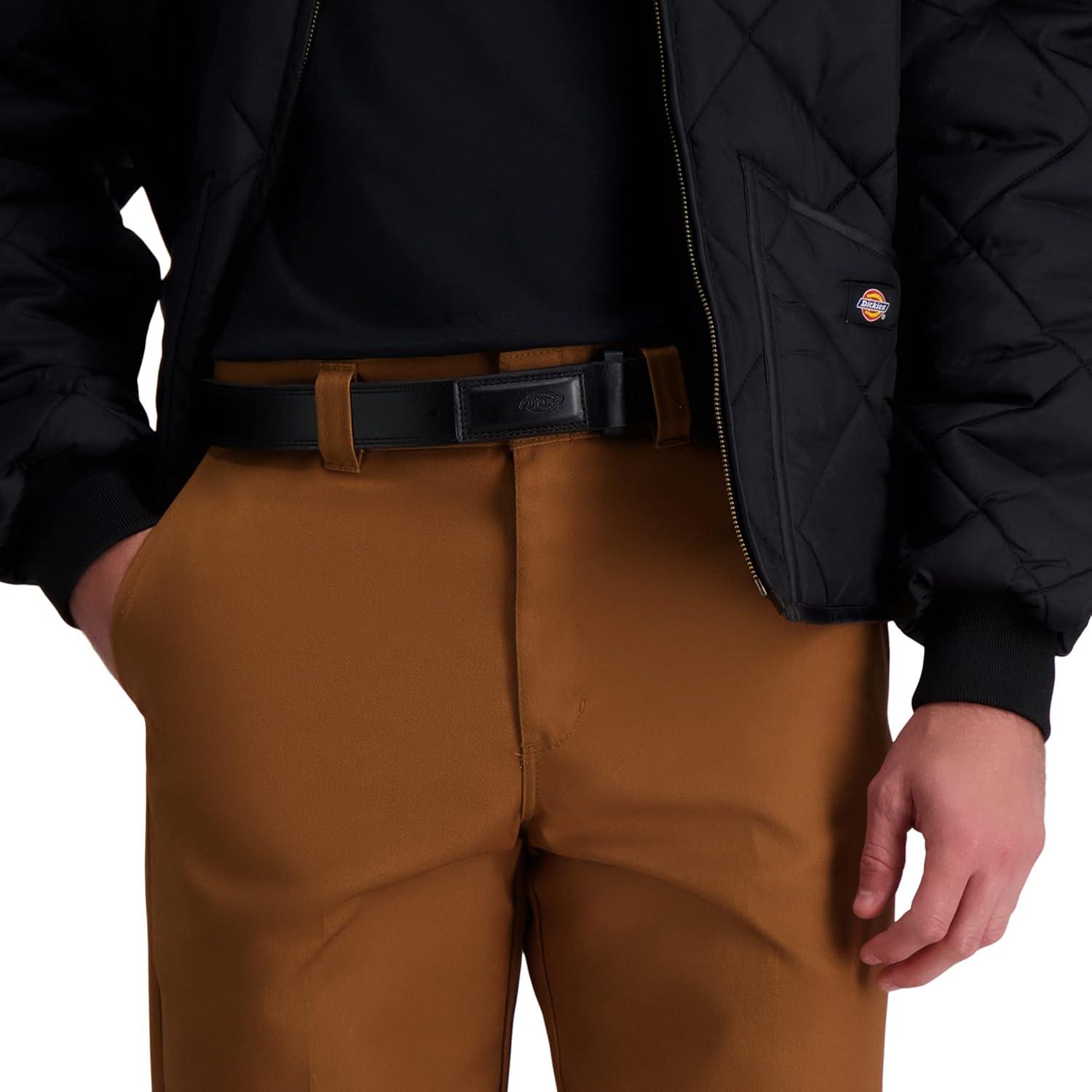 imageDickies Mens Leather Mechanic NoScratch Work Belt  Buckleless SnapOn BeltBlack