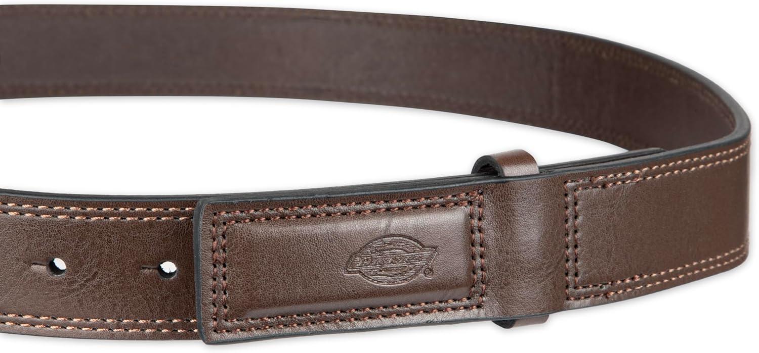 imageDickies Mens Leather Mechanic NoScratch Work Belt  Buckleless SnapOn BeltBrown