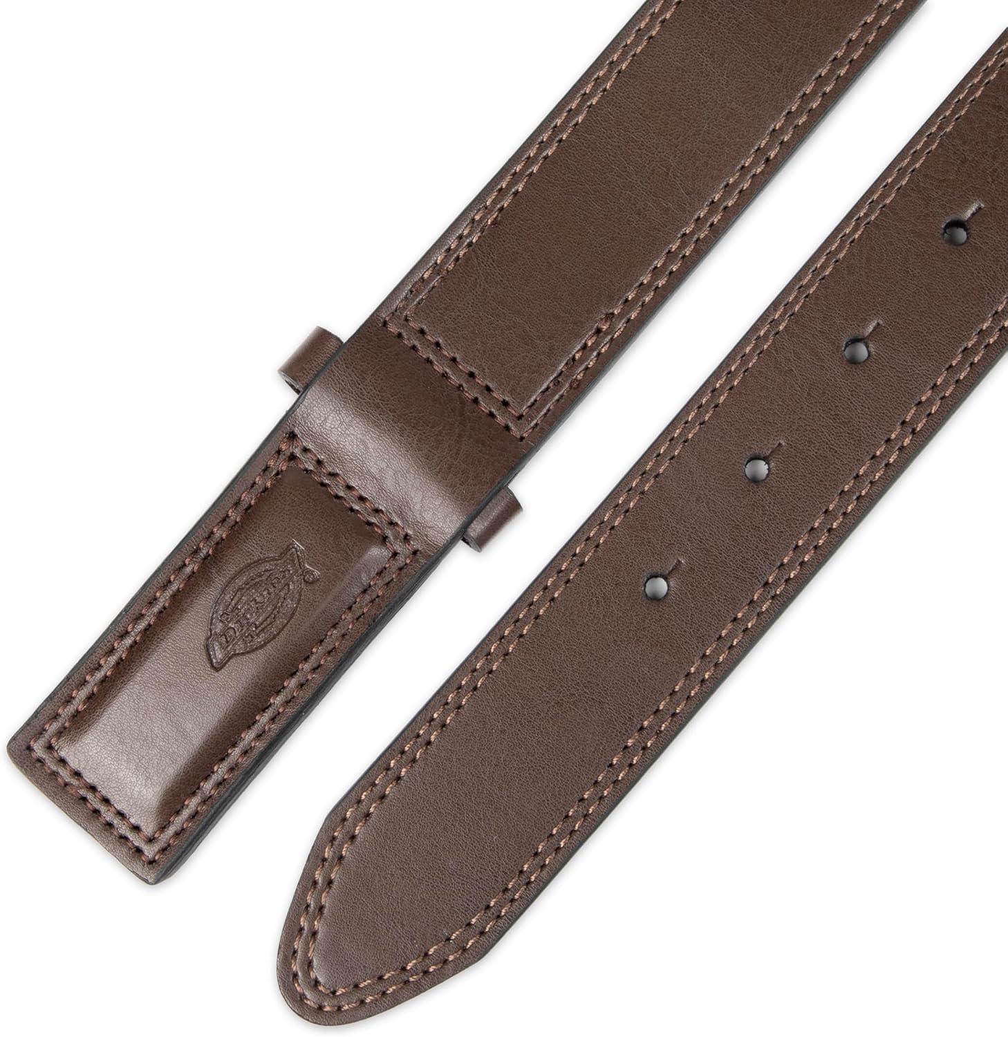 imageDickies Mens Leather Mechanic NoScratch Work Belt  Buckleless SnapOn BeltBrown