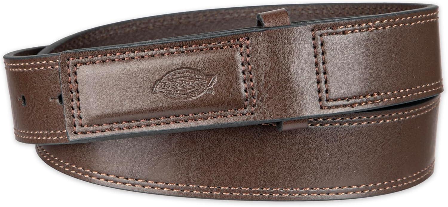 imageDickies Mens Leather Mechanic NoScratch Work Belt  Buckleless SnapOn BeltBrown