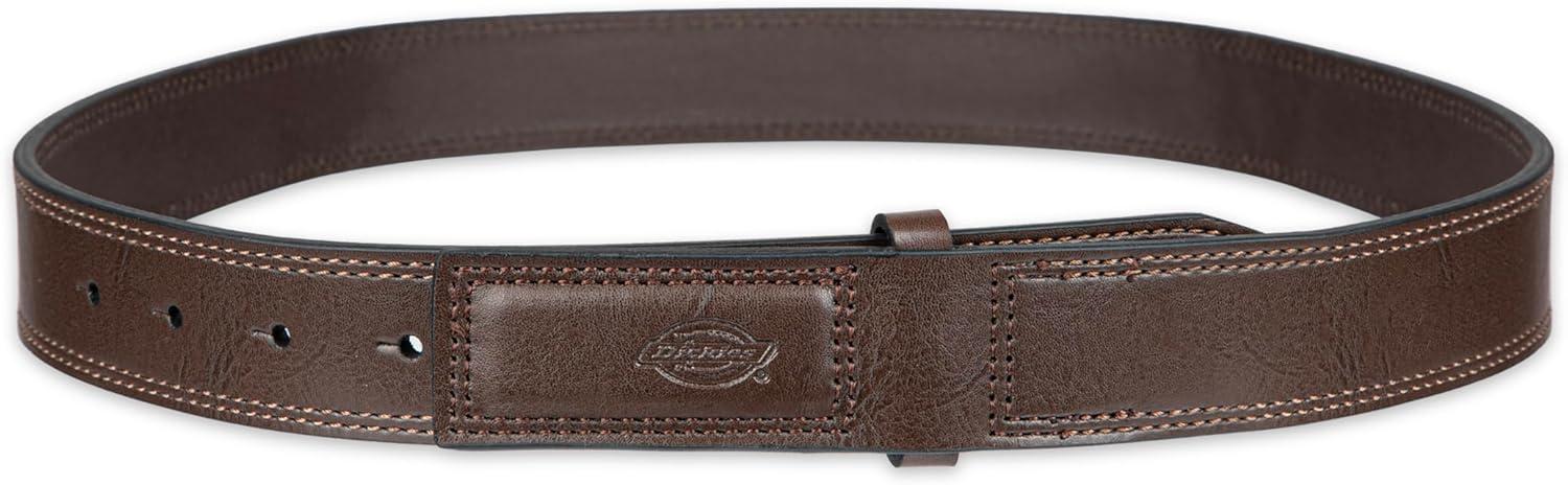 imageDickies Mens Leather Mechanic NoScratch Work Belt  Buckleless SnapOn BeltBrown