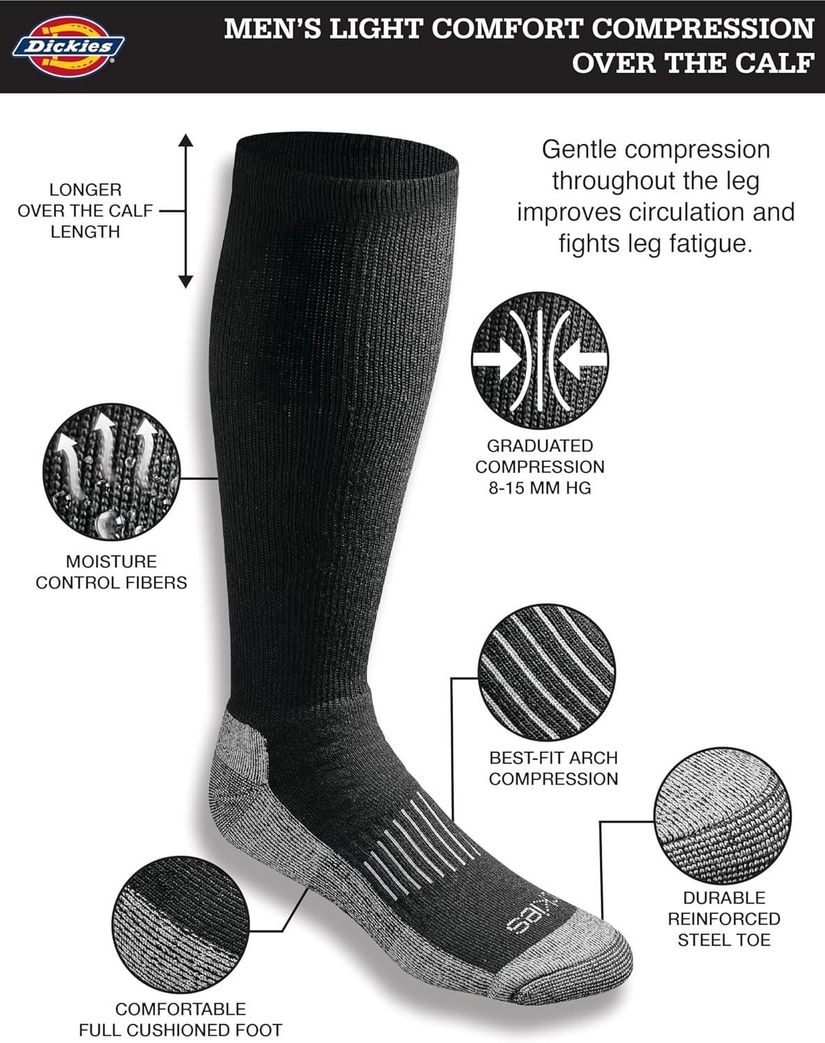 imageDickies Mens Light Compression Comfort OverTheCalf Socks Available in MXXL 2 4 PairsBlack 2 Pairs