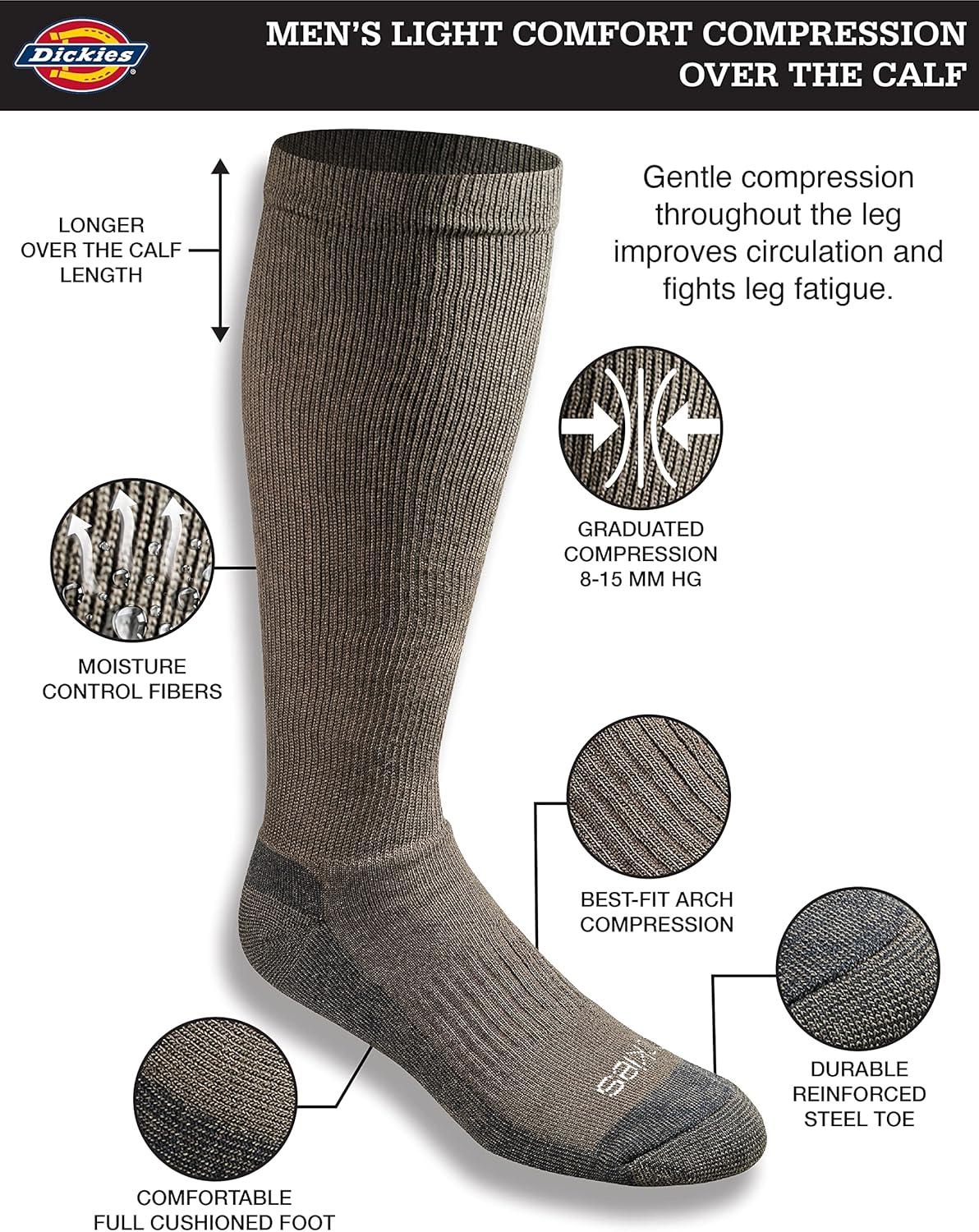 imageDickies Mens Light Compression Comfort OverTheCalf Socks Available in MXXL 2 4 PairsBrown 2 Pairs