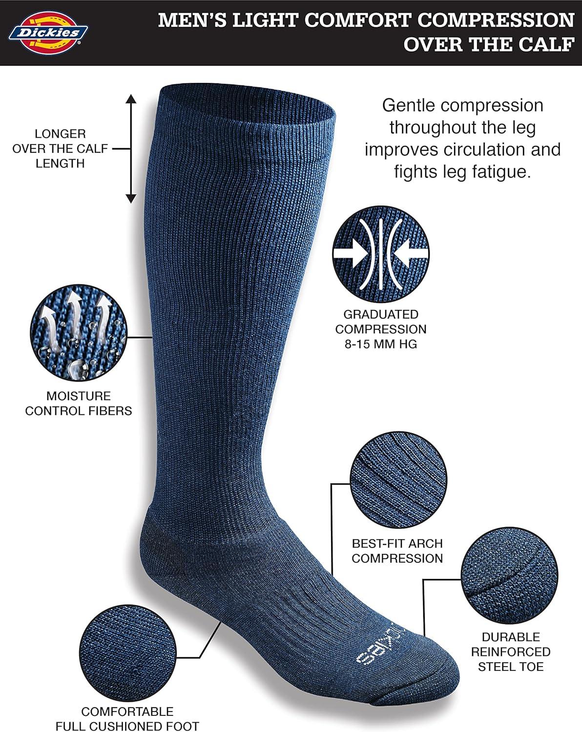 imageDickies Mens Light Compression Comfort OverTheCalf Socks Available in MXXL 2 4 PairsNavy 2 Pairs