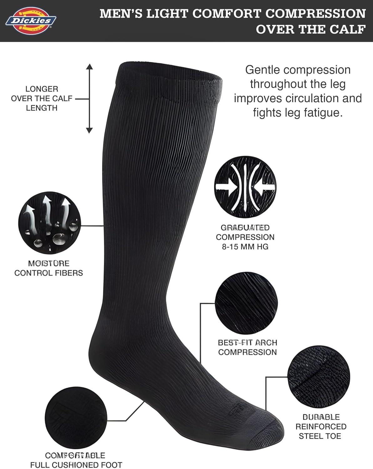 imageDickies Mens Light Compression Comfort OverTheCalf Socks Available in MXXL 2 4 PairsSolid Black 4 Pairs