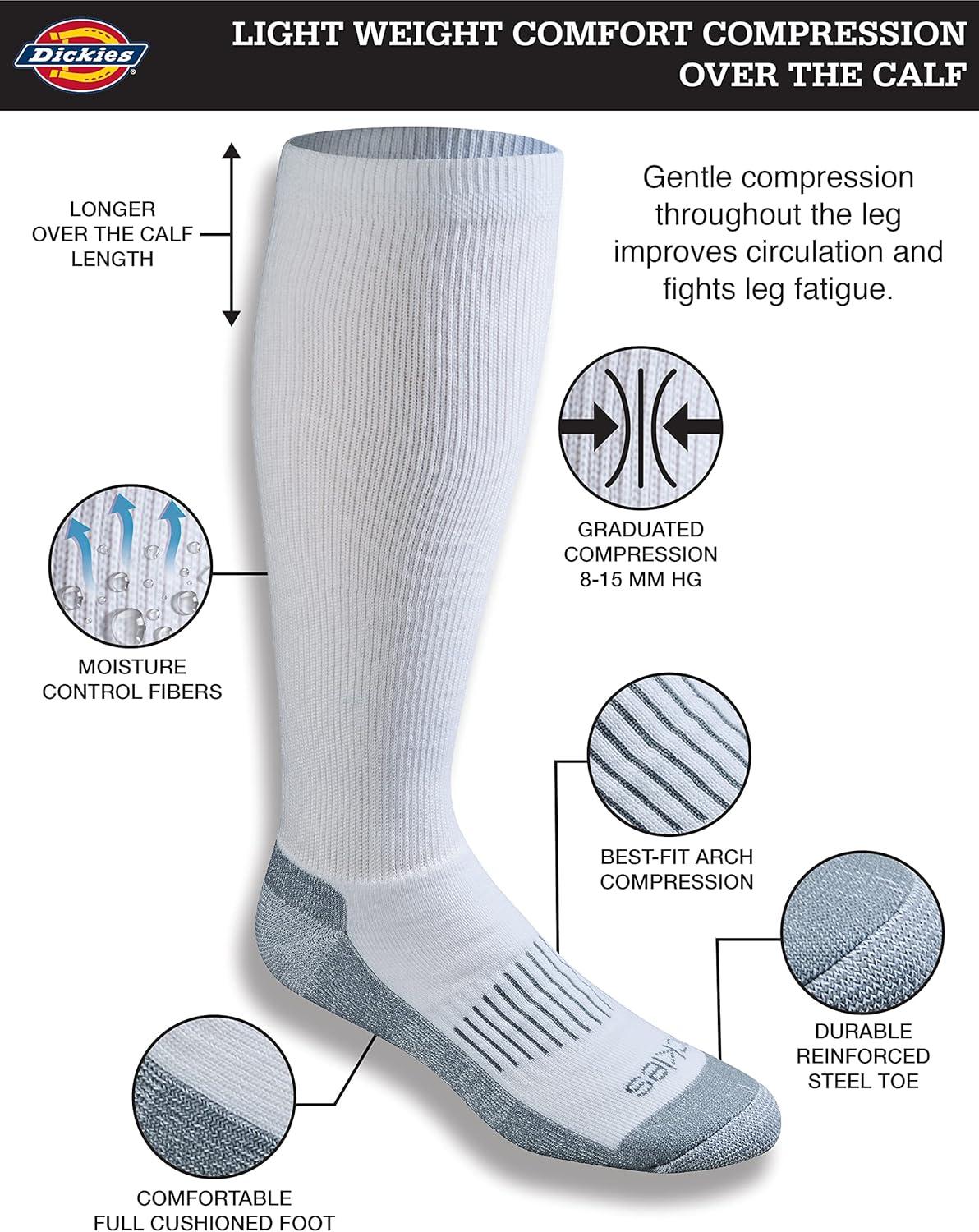 imageDickies Mens Light Compression Comfort OverTheCalf Socks Available in MXXL 2 4 PairsWhite 4 Pairs