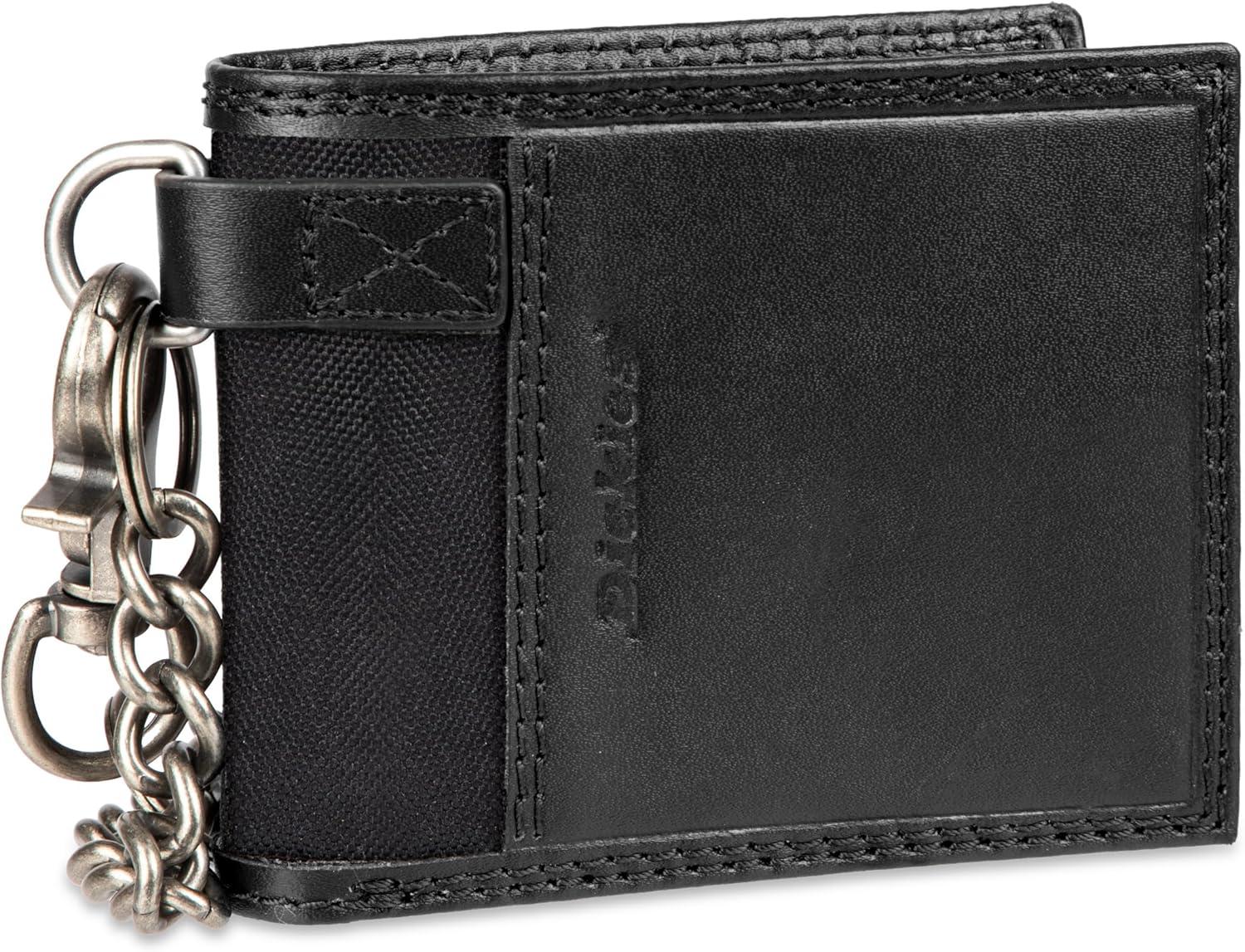 imageDickies Mens Slim Everyday Leather Bifold Chain WalletBlack  Detachable Card Case