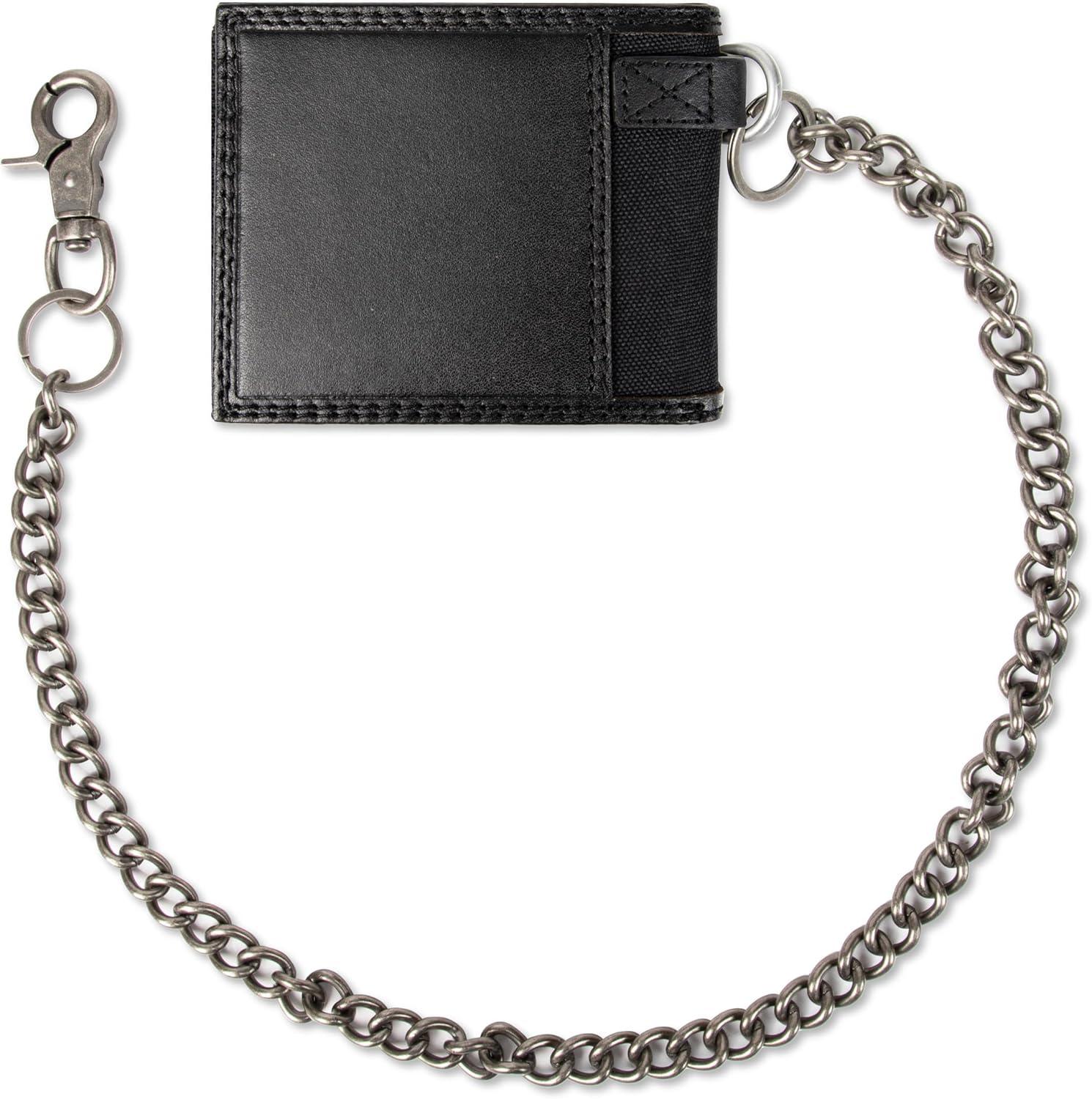 imageDickies Mens Slim Everyday Leather Bifold Chain WalletBlack  Detachable Card Case