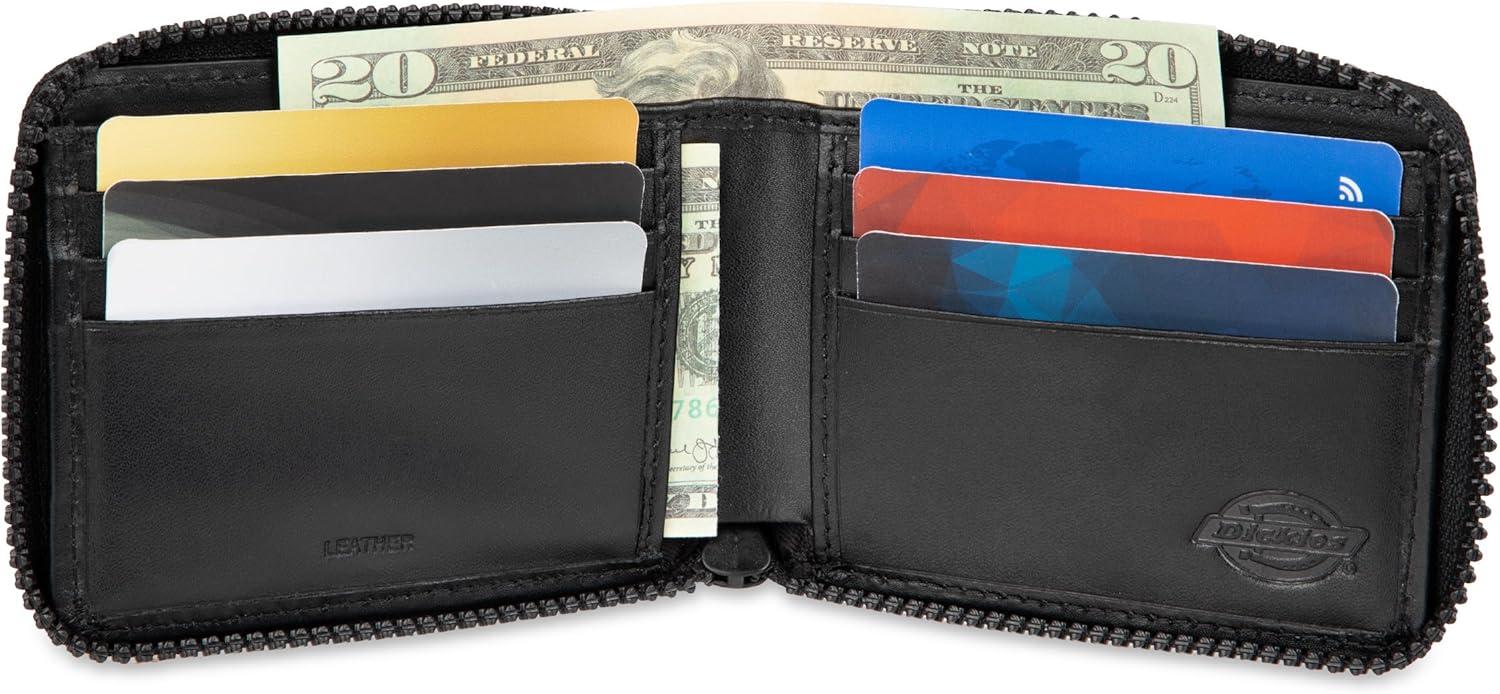 imageDickies Mens Slim Everyday Leather Bifold Chain WalletBlack  Zip Around