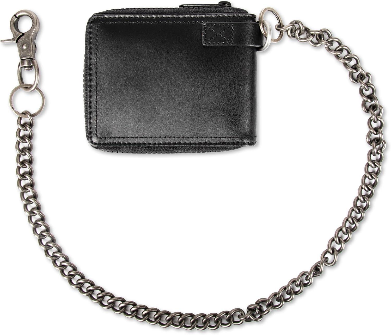 imageDickies Mens Slim Everyday Leather Bifold Chain WalletBlack  Zip Around