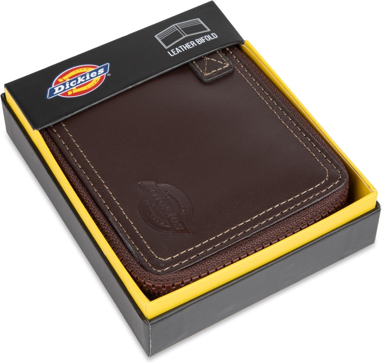 imageDickies Mens Slim Everyday Leather Bifold Chain WalletBrown  Zip Around