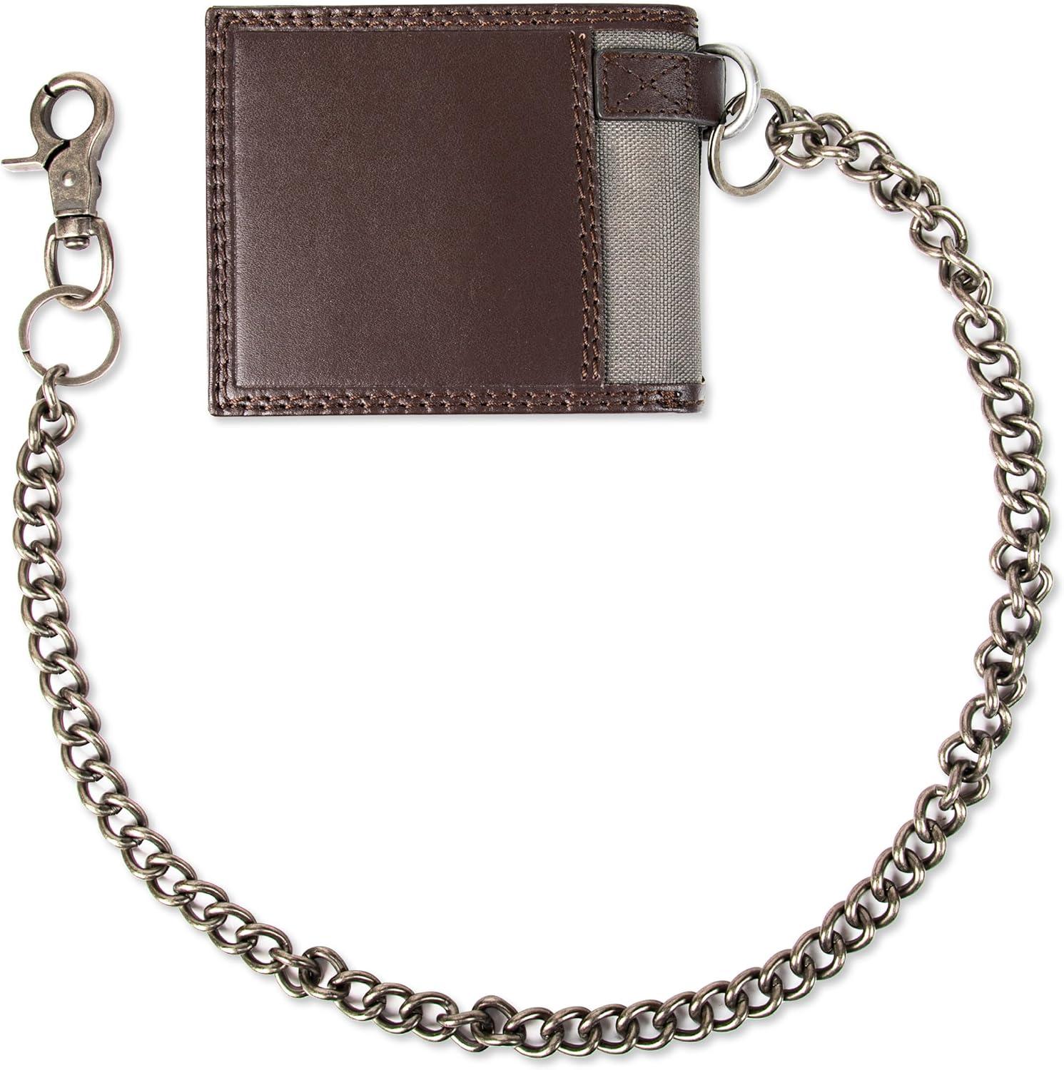 imageDickies Mens Slim Everyday Leather Bifold Chain WalletBrown Slimfold