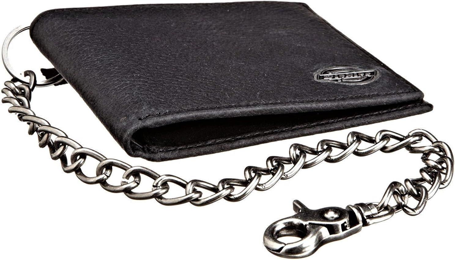 imageDickies Mens Slim Everyday Leather Bifold Chain WalletPebbled Black