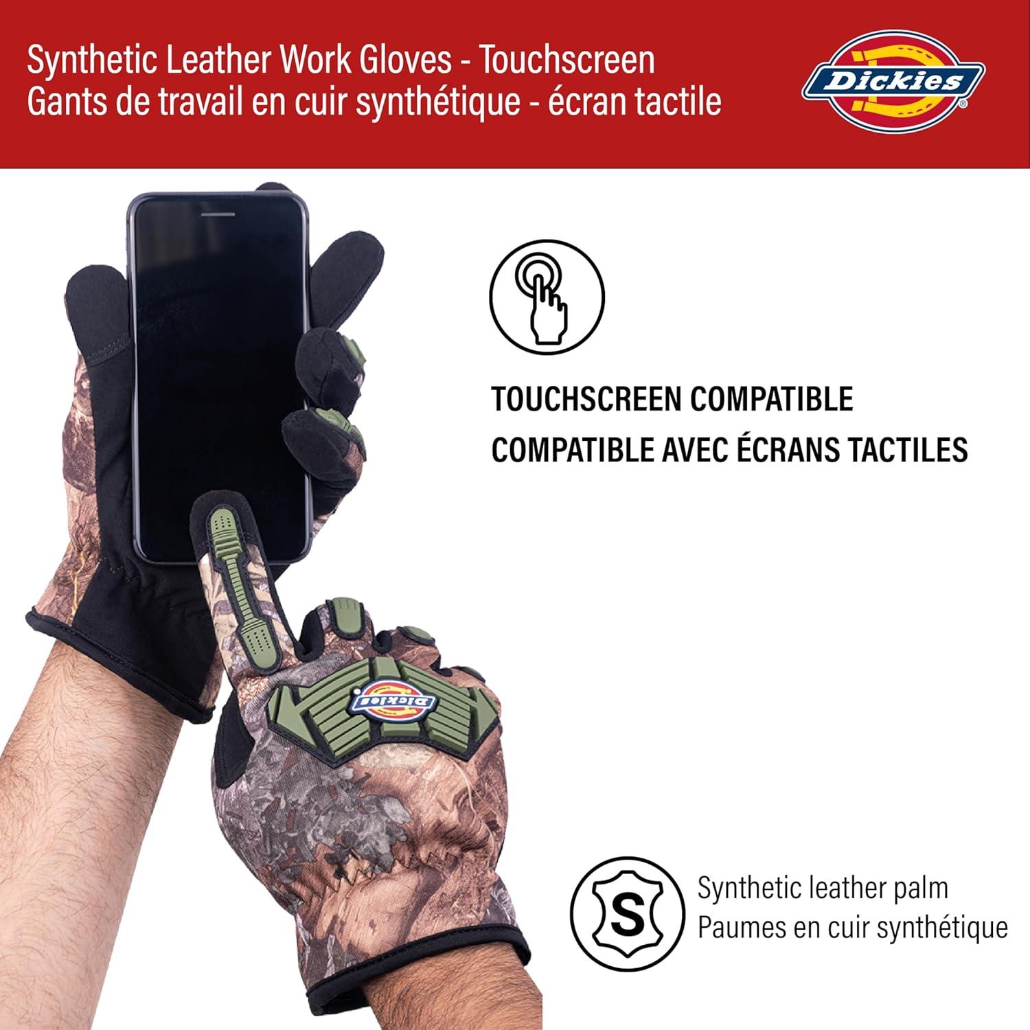 imageDickies Synthetic Leather Work Gloves Men Impact Resistant  Thinsulate  Mechanic Tactical Gloves Brown Camo
