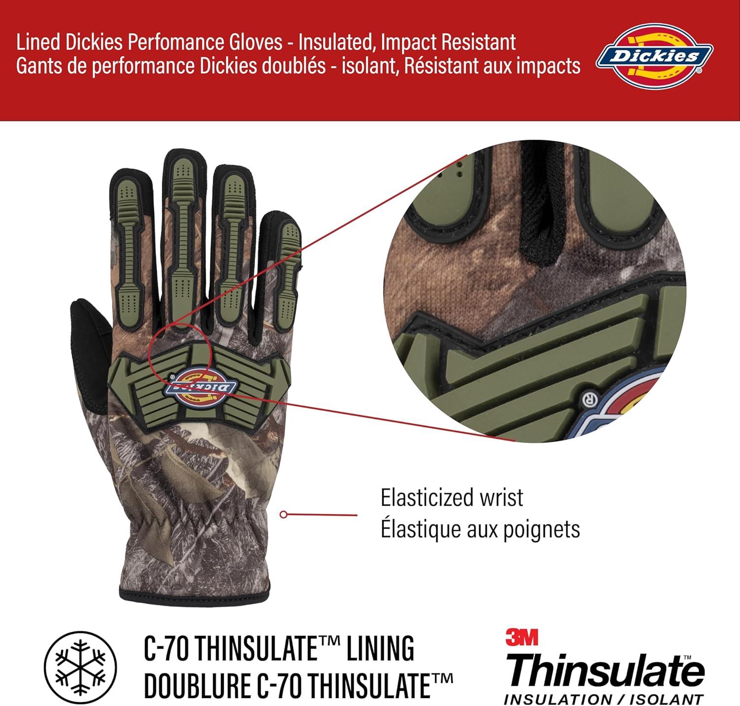 imageDickies Synthetic Leather Work Gloves Men Impact Resistant  Thinsulate  Mechanic Tactical Gloves Brown Camo
