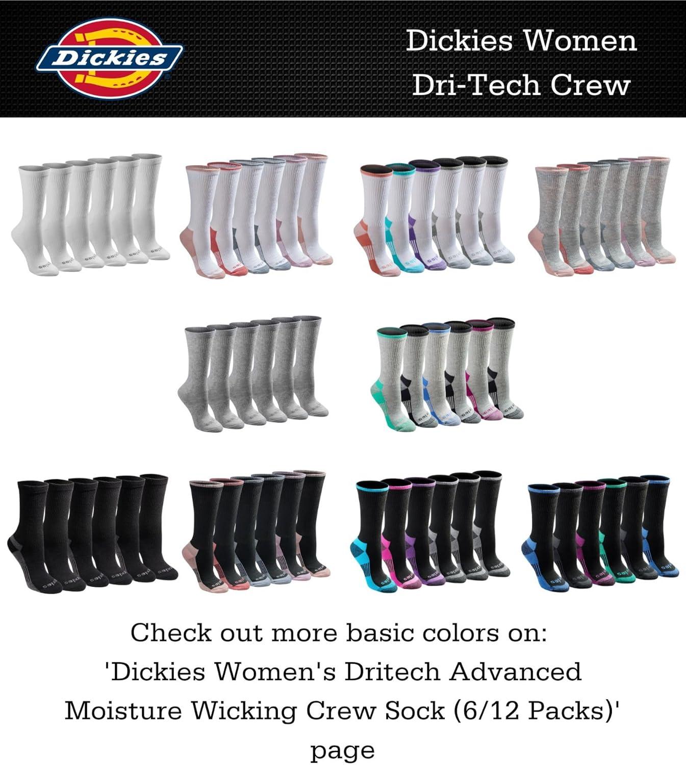 imageDickies Womens Dritech Fashion Moisture Control Crew Socks Available in SXL 5 6 12 PairsBlue Mountain 12 Pairs