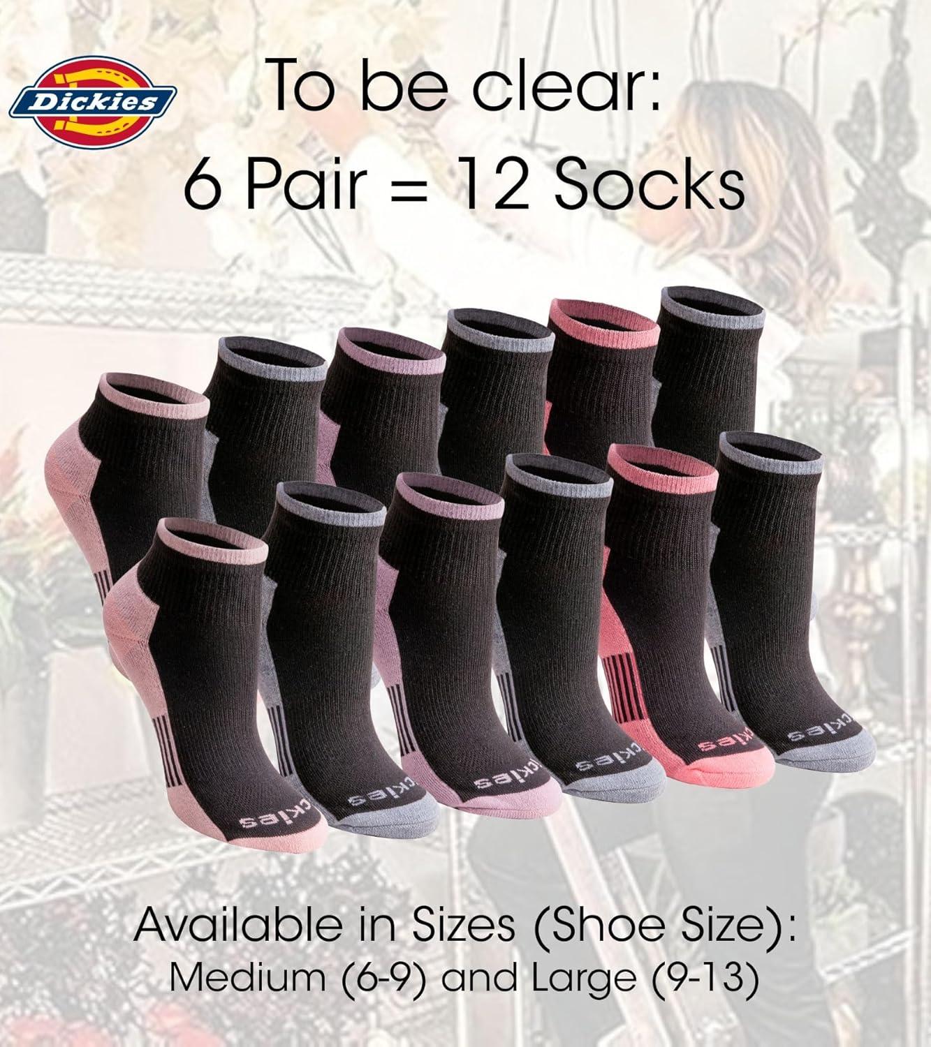 imageDickies Womens Dritech Moisture Wicking Quarter Socks Available in Ml 6 12 PairsBlack With Bluish 6 Pairs