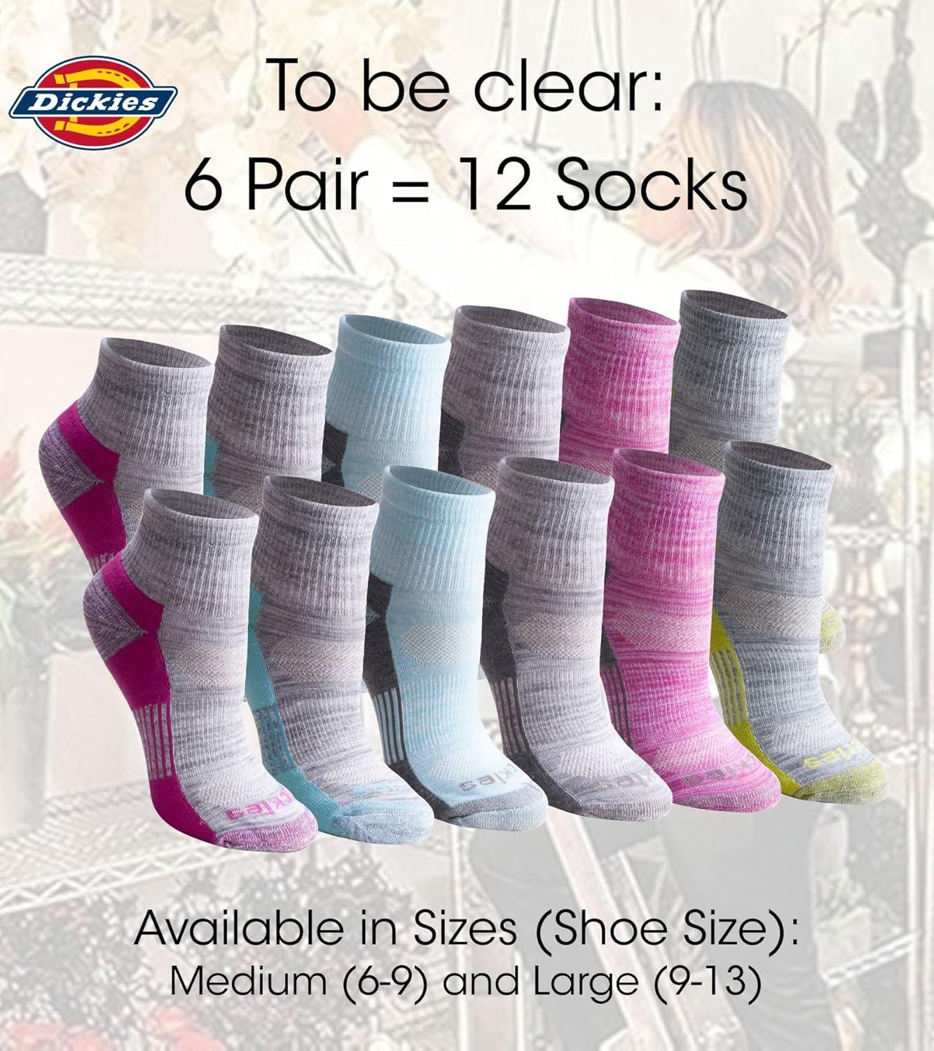 imageDickies Womens Dritech Moisture Wicking Quarter Socks Available in Ml 6 12 PairsWhite Fashion Assorted 6 Pairs