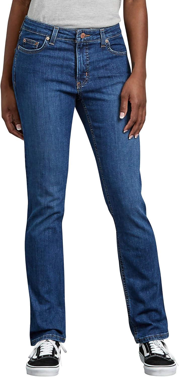 imageDickies Womens Perfect Shape Denim JeanStraight StretchStonewashed Indigo Blue