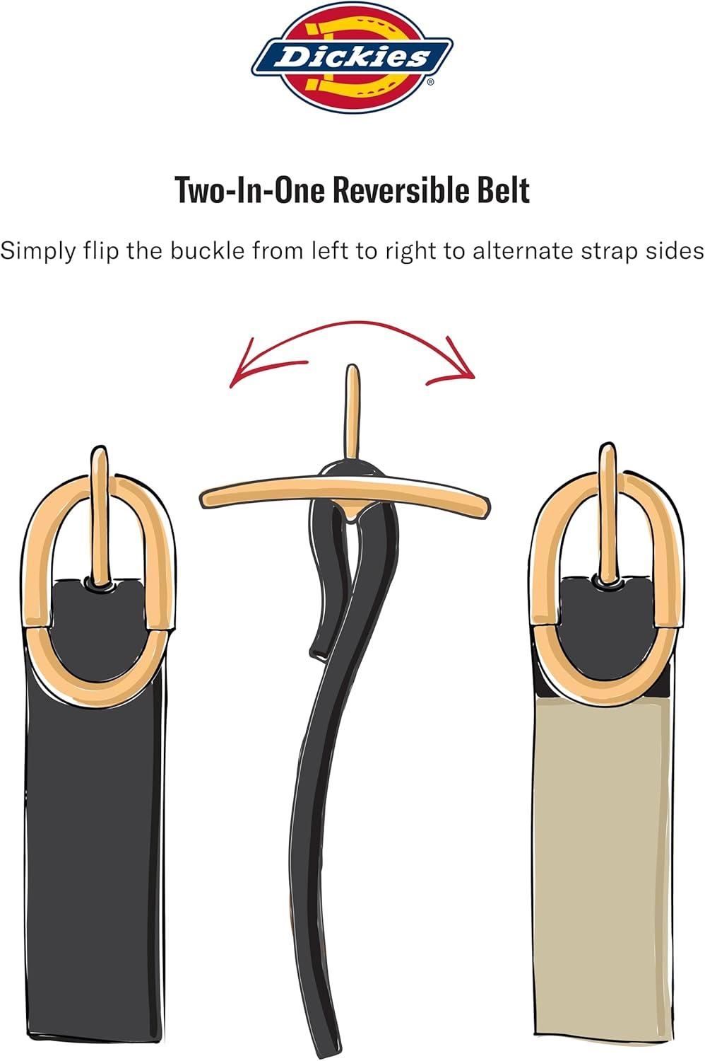 imageDickies Womens TwoinOne Reversible Casual Jean Workwear BeltBlackWhite