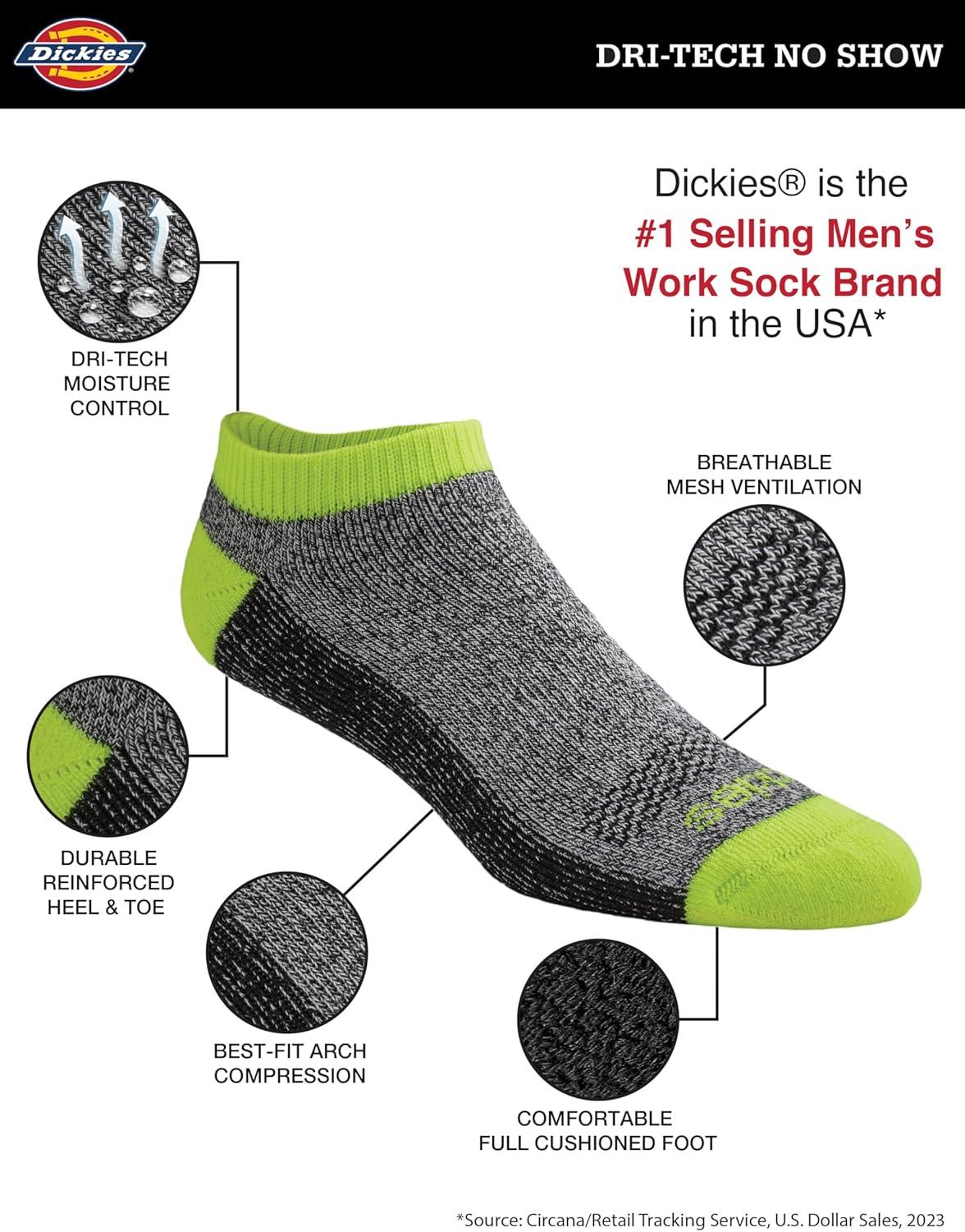 imageDickies mens Dritech Moisture Control No ShowLow Cut Socks Available in Mxxl 6 12 PairsHivis Assort 6 Pairs