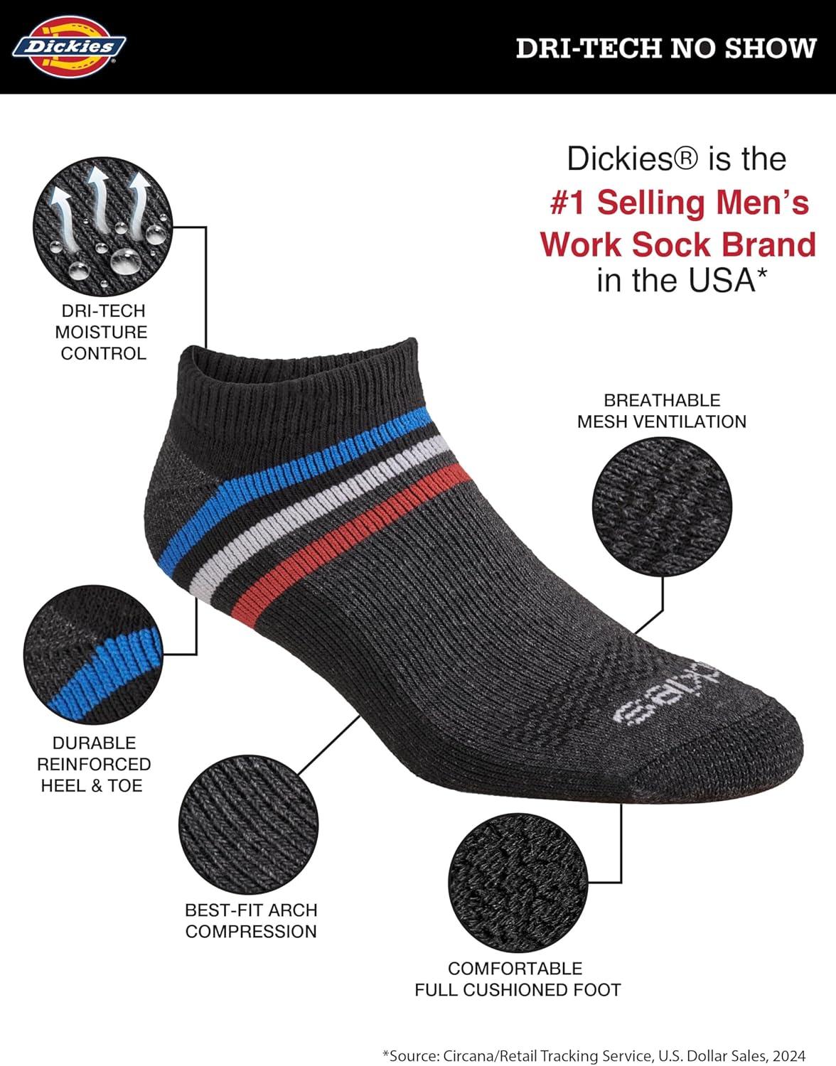 imageDickies mens Dritech Moisture Control No ShowLow Cut Socks Available in Mxxl 6 12 PairsRwb Asst 6 Pairs