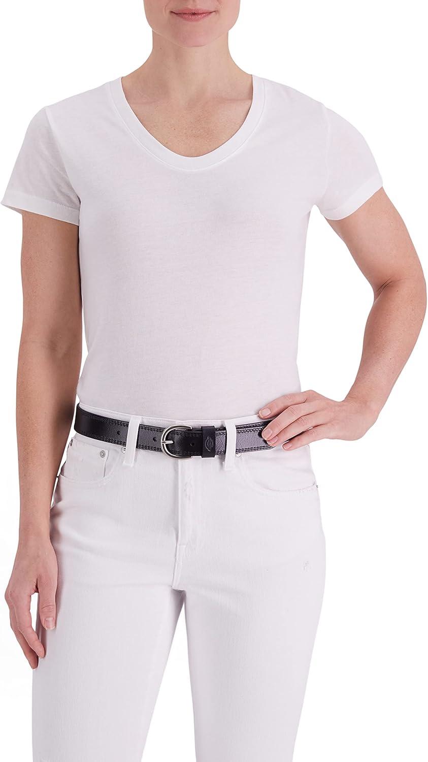 imageDickies womens Casual Leather Jean Workwear Belt With Round Harness BuckleBlack Solid