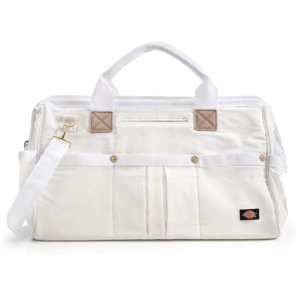 imageDickies 20Inch Durable Canvas Work Bag for Painters Carpenters and Builders HeavyDuty Zipper Reinforced Handles Exterior Pockets Shoulder Strap TanGreyWhite