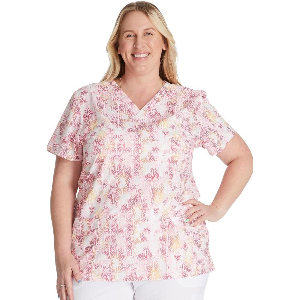 imageDickies EDS Women Scrubs Top VNeck Print DK876Bold Batik