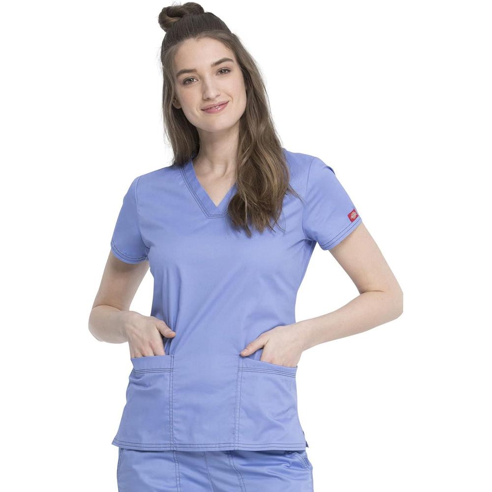 imageDickies EDS Women Scrubs Top VNeck Print DK876Ceil