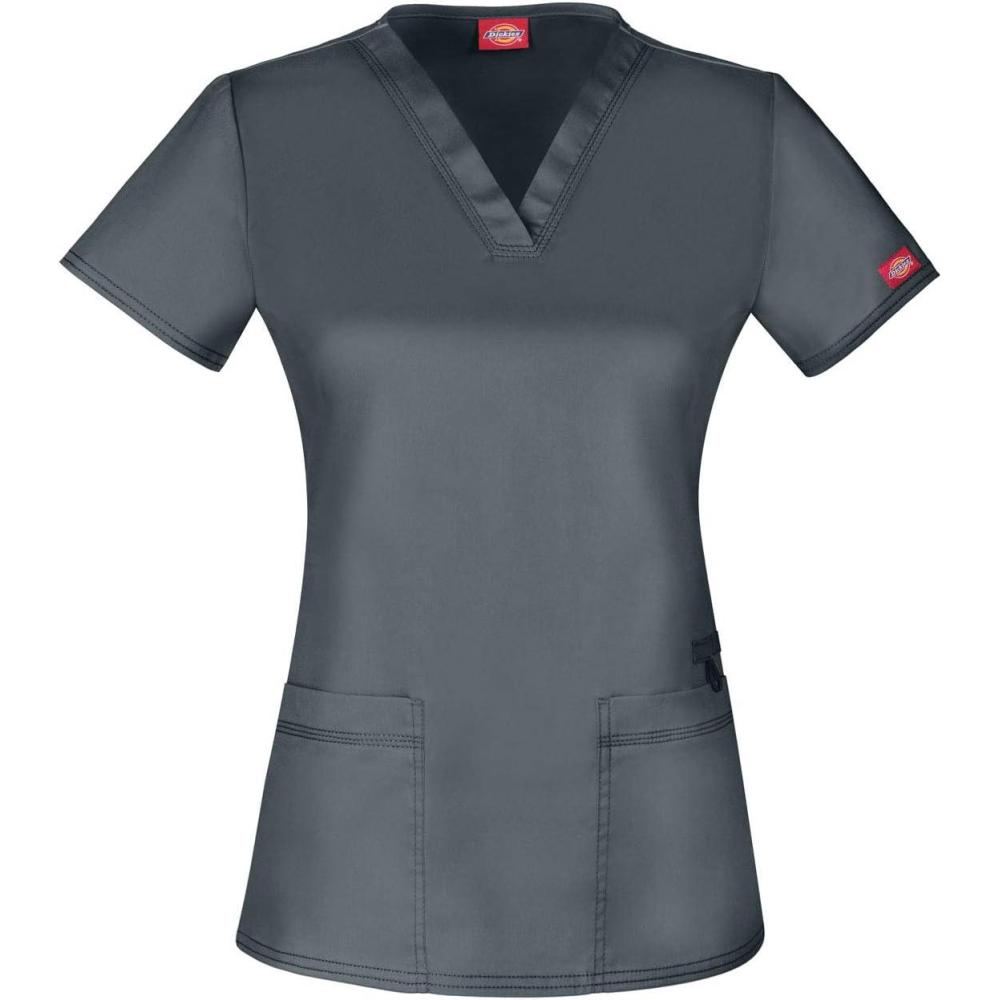 imageDickies EDS Women Scrubs Top VNeck Print DK876Lt Pewter