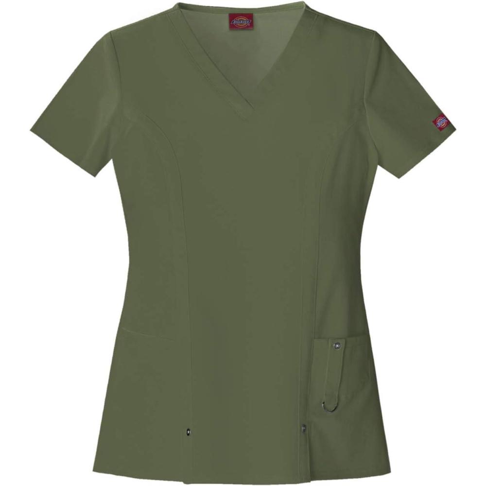 imageDickies EDS Women Scrubs Top VNeck Print DK876Olive
