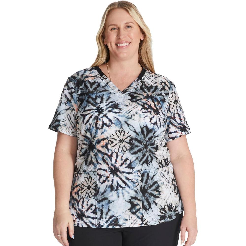 imageDickies EDS Women Scrubs Top VNeck Print DK876Organic Tie Dye