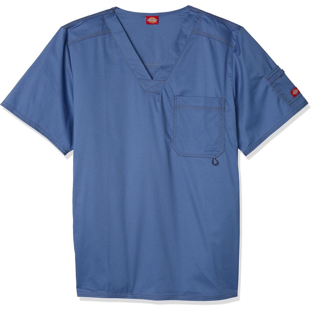 imageDickies Gen Flex Men Scrubs Top VNeck 81722Blue Fog