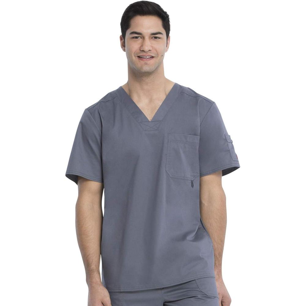 imageDickies Gen Flex Men Scrubs Top VNeck 81722Pewter
