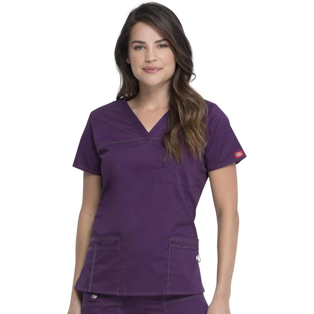 imageDickies Gen Flex Women Scrubs Top VNeck 817455Eggplant