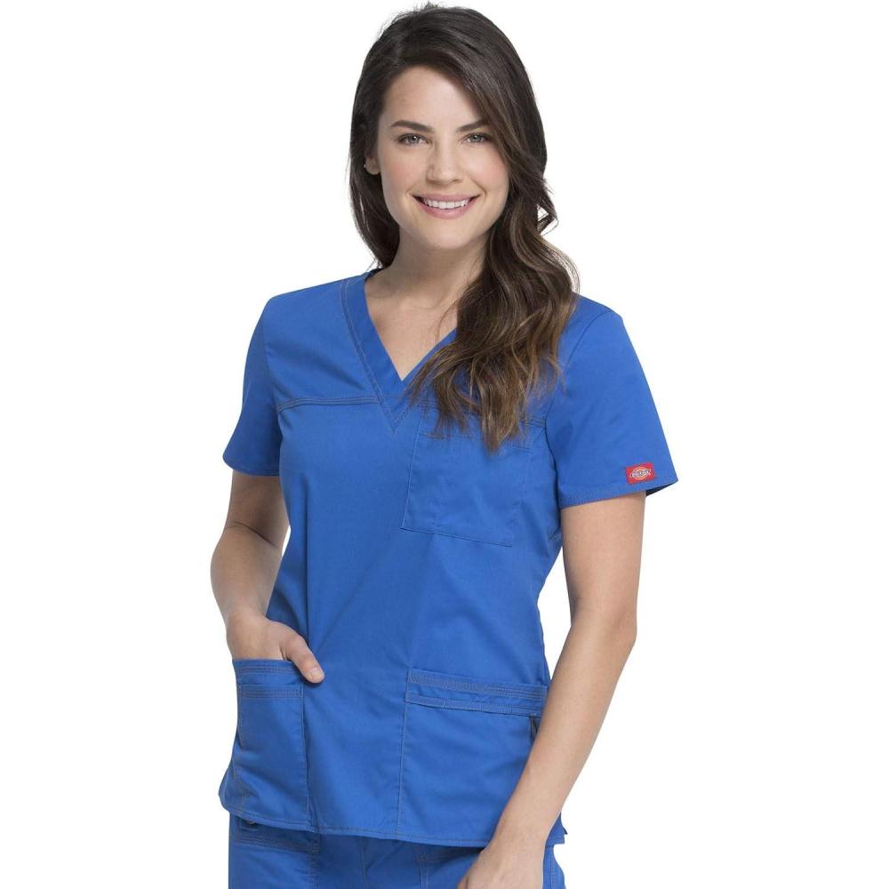 imageDickies Gen Flex Women Scrubs Top VNeck 817455Royal