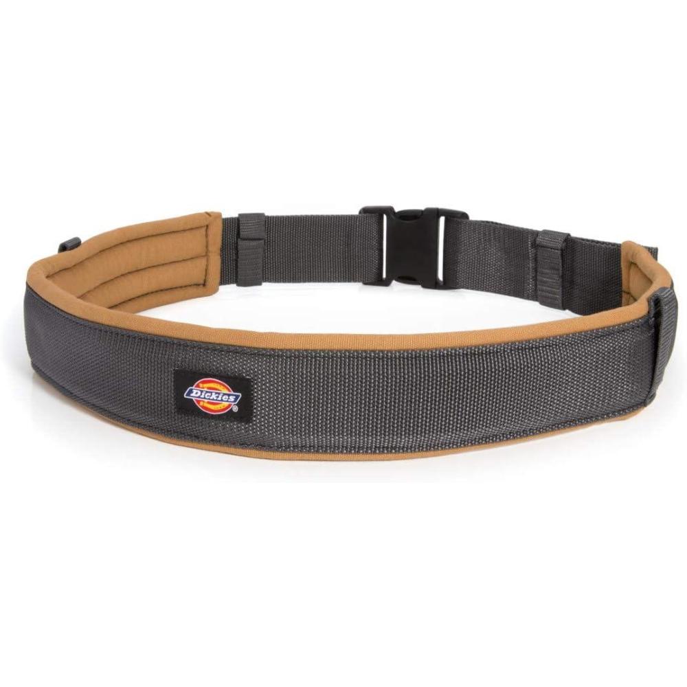 imageDickies HeavyDuty Padded Work Belt for Contractors QuickRelease Buckle Adjustable 3Inch Width Holds Most Tool Belt Pouches GreyTanTan