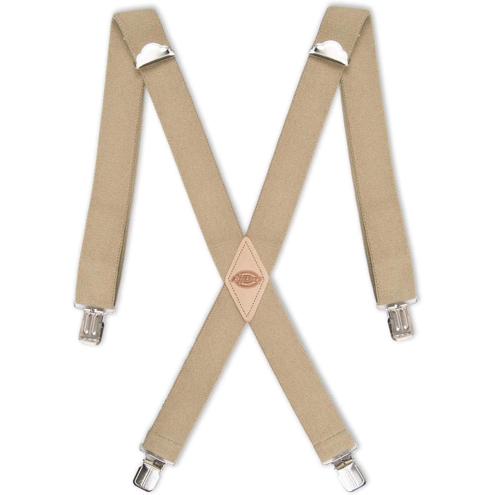imageDickies Mens 114quot Solid Straight Clip Suspender  Adjustable Fit HeavyDuty ClipsBeige