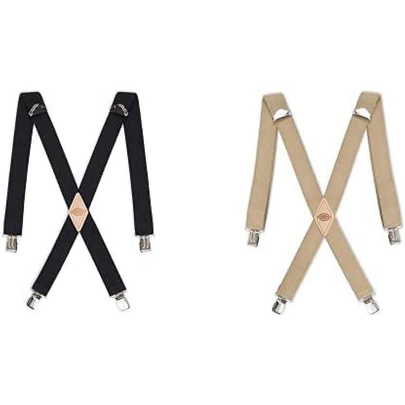 imageDickies Mens 114quot Solid Straight Clip Suspender  Adjustable Fit HeavyDuty ClipsBlackBeige