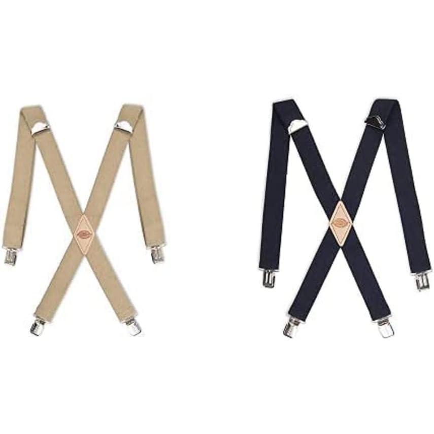 imageDickies Mens 114quot Solid Straight Clip Suspender  Adjustable Fit HeavyDuty ClipsNavyBeige