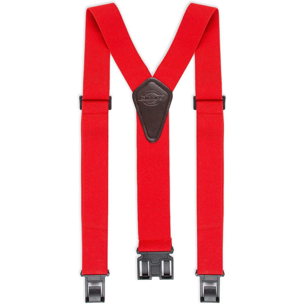 imageDickies Mens Belt Clip Stretch Suspenders  Adjustable Fit for Work or Casual WearRed