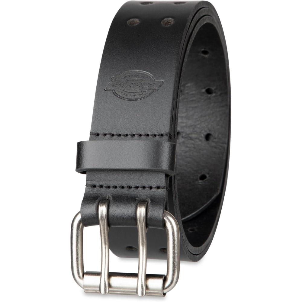 imageDickies Mens Double Prong Leather Work Belt  Fully Adjustable Regular ampamp Big and Tall SizesBlack