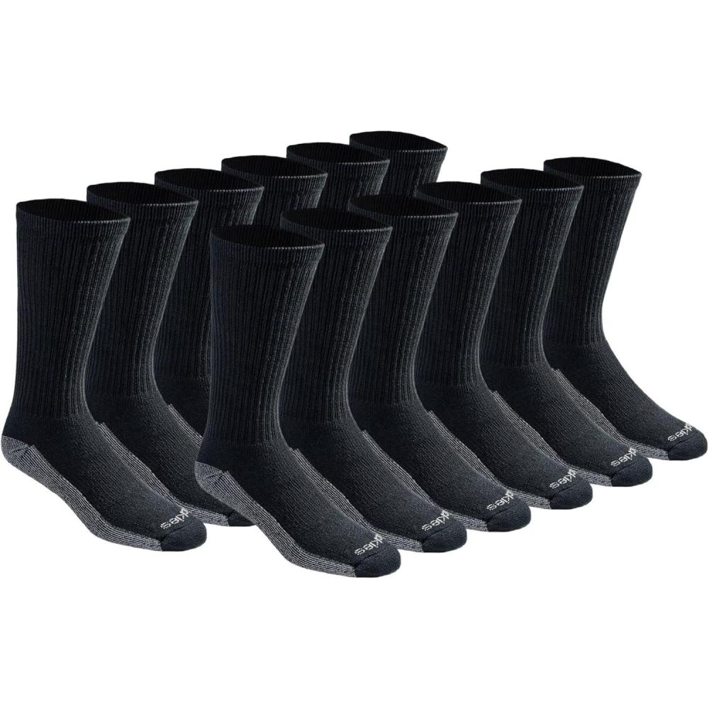 imageDickies Mens DriTech Original Moisture Control Crew Socks Available in MXXL 6 12 18 PairsBlack 12 Pairs