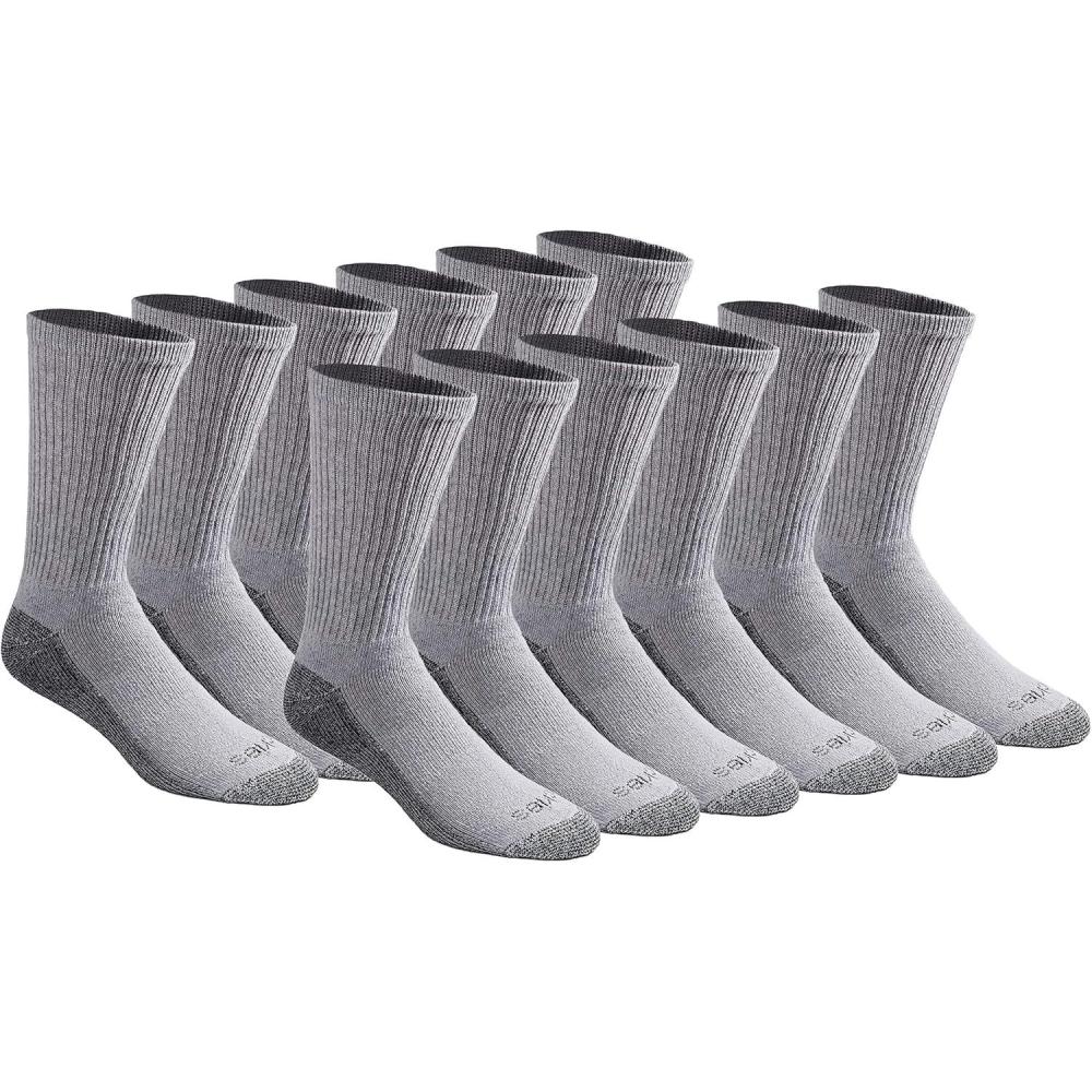 imageDickies Mens DriTech Original Moisture Control Crew Socks Available in MXXL 6 12 18 PairsGrey 12 Pairs